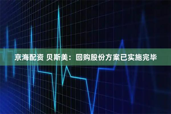 京海配资 贝斯美：回购股份方案已实施完毕