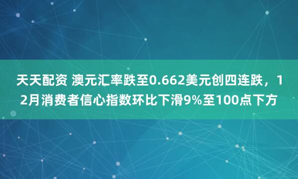 天天配资 澳元汇率跌至0.662美元创四连跌，12月消费者信心指数环比下滑9%至100点下方